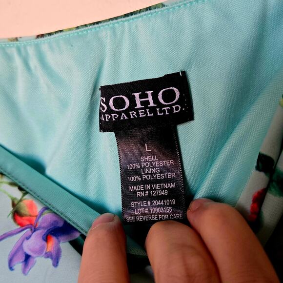 Soft Satin style floral asymmetrical midi skirt layered colorful - Picture 2 of 6